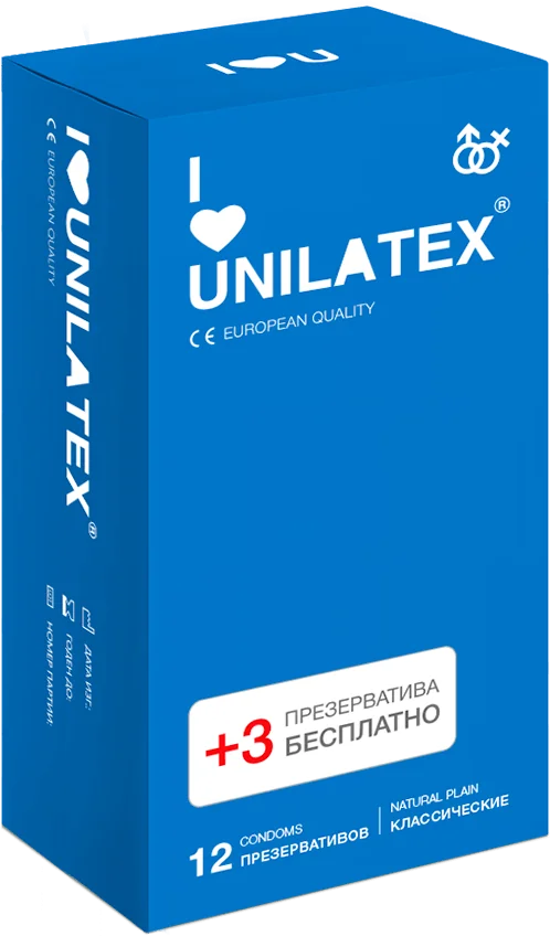 Презервативы классические Unilatex Natural Plain 12+3 шт _1