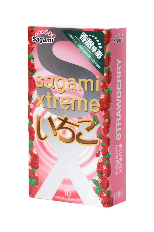 Презервативы Sagami Xtreme Strawberry с ароматом клубники 10 шт._2