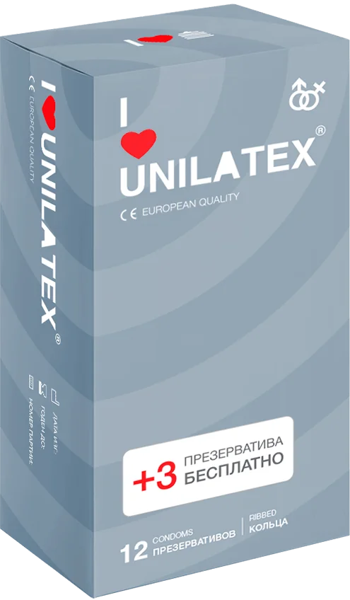 Презервативы ребристые Unilatex Ribbed 12+3 шт_1