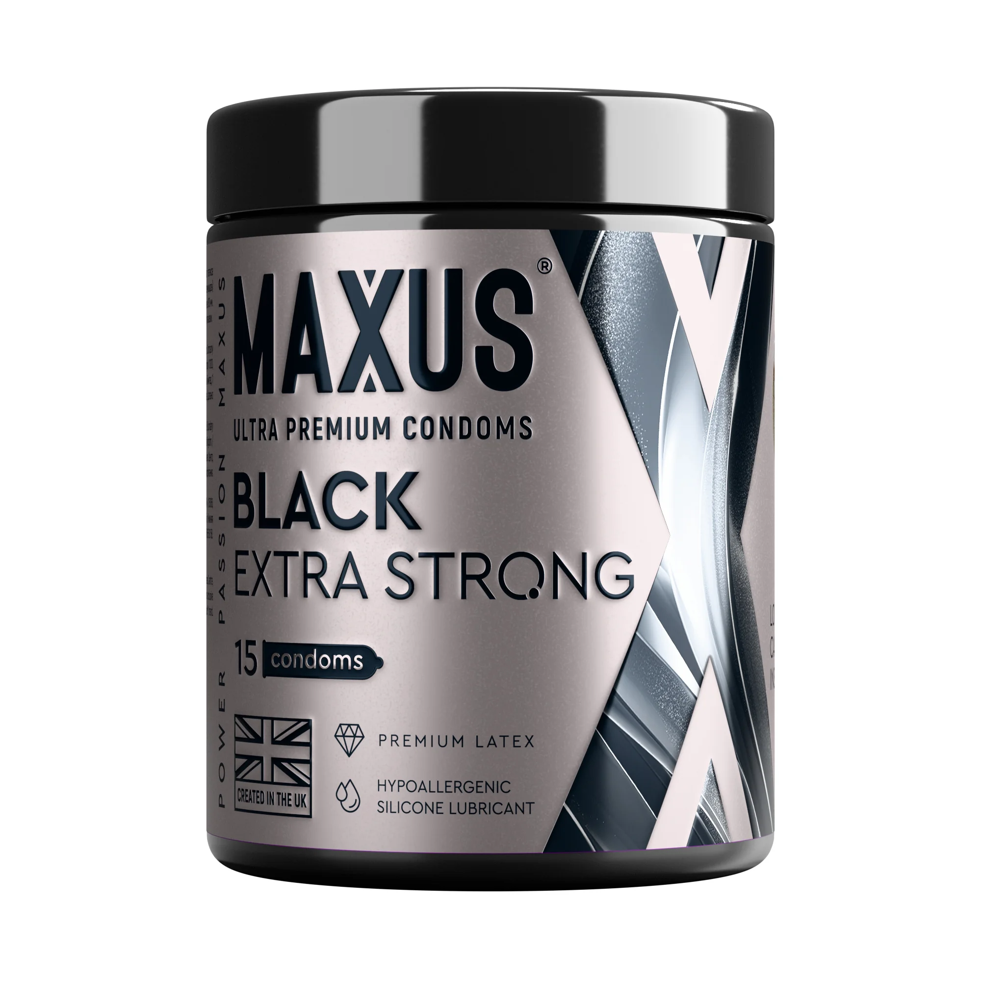 Презервативы MAXUS Extra Strong №15 с железным кейсом, черные, утолщенные, 15 шт_1