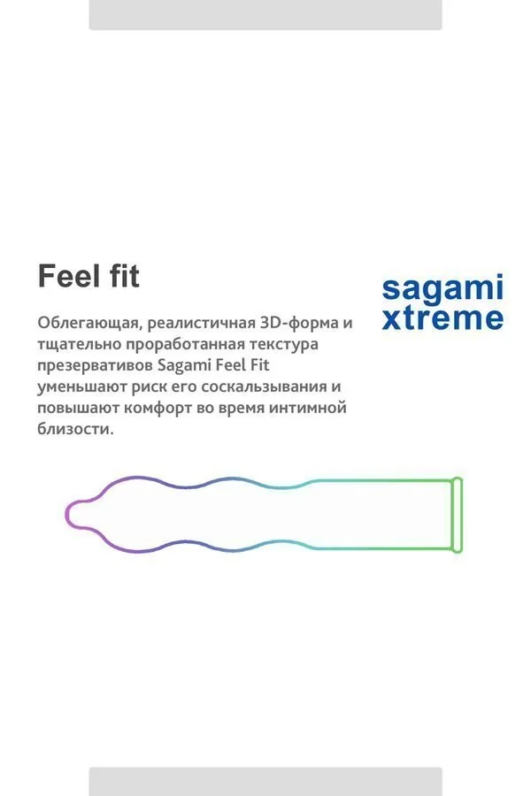 Презервативы Sagami Xtreme Feel Fit анатомические 3 шт._5