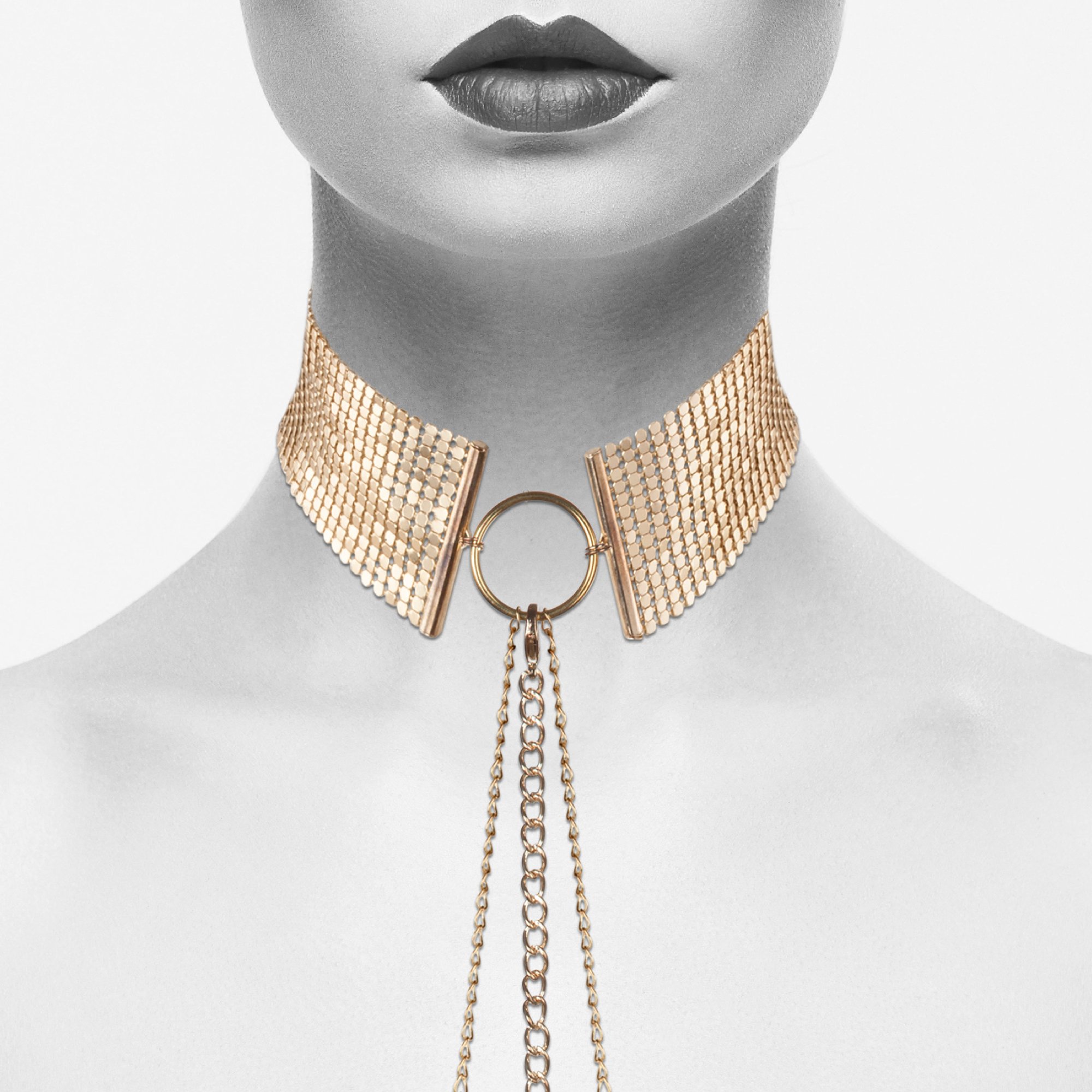 Bijoux Indiscrets Ошейник из металлической сетки золотой_1