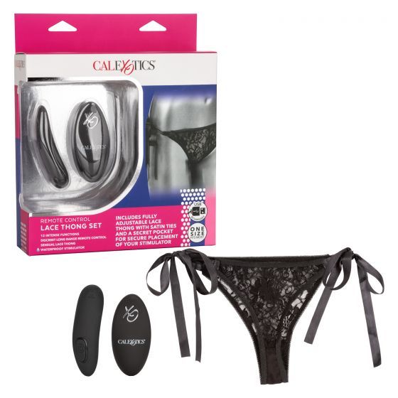 Трусики с вибромассажером для стимуляции клитора Remote Control Lace Thong Set_1