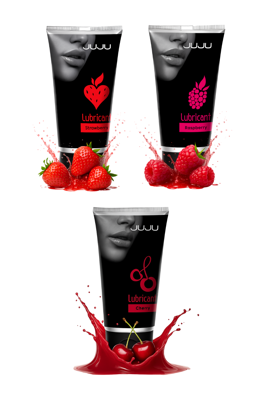 Сет съедобных лубрикантов JUJU: клубника, малина, вишня, 3х50ml 684JU_1