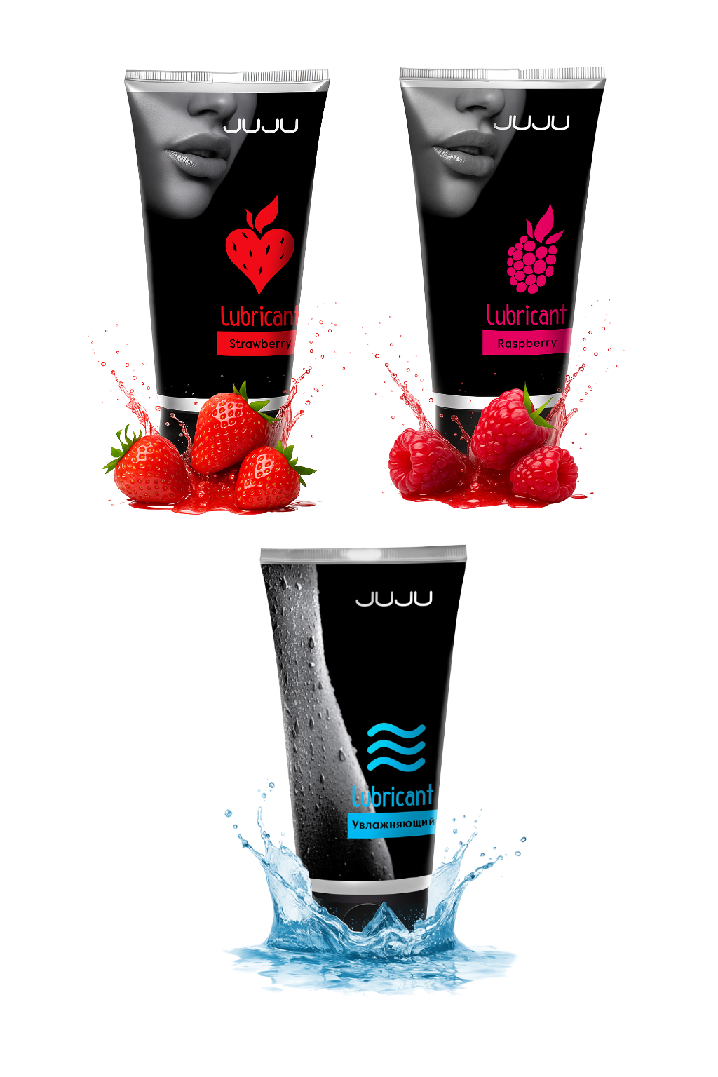 Сет лубрикантов JUJU: увлажняющий, клубника, малина, 3х50ml 806JU_1