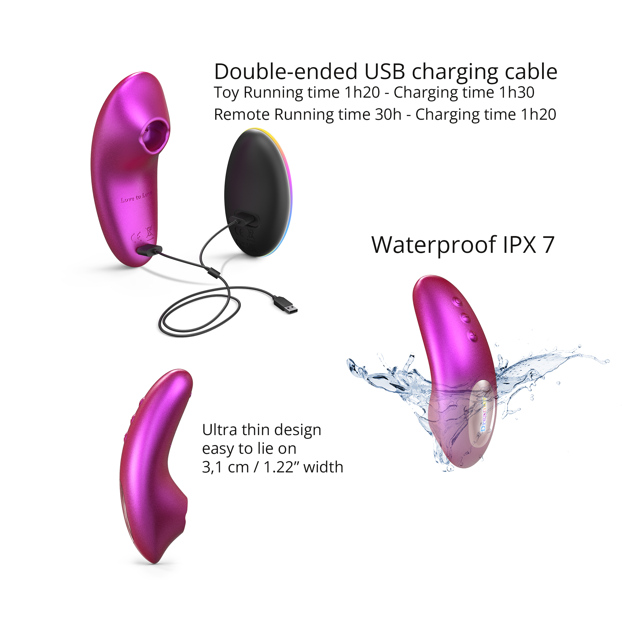 Стимулятор клитора с язычком Love to Love  DREAMER - IRIDESCENT BERRY_4