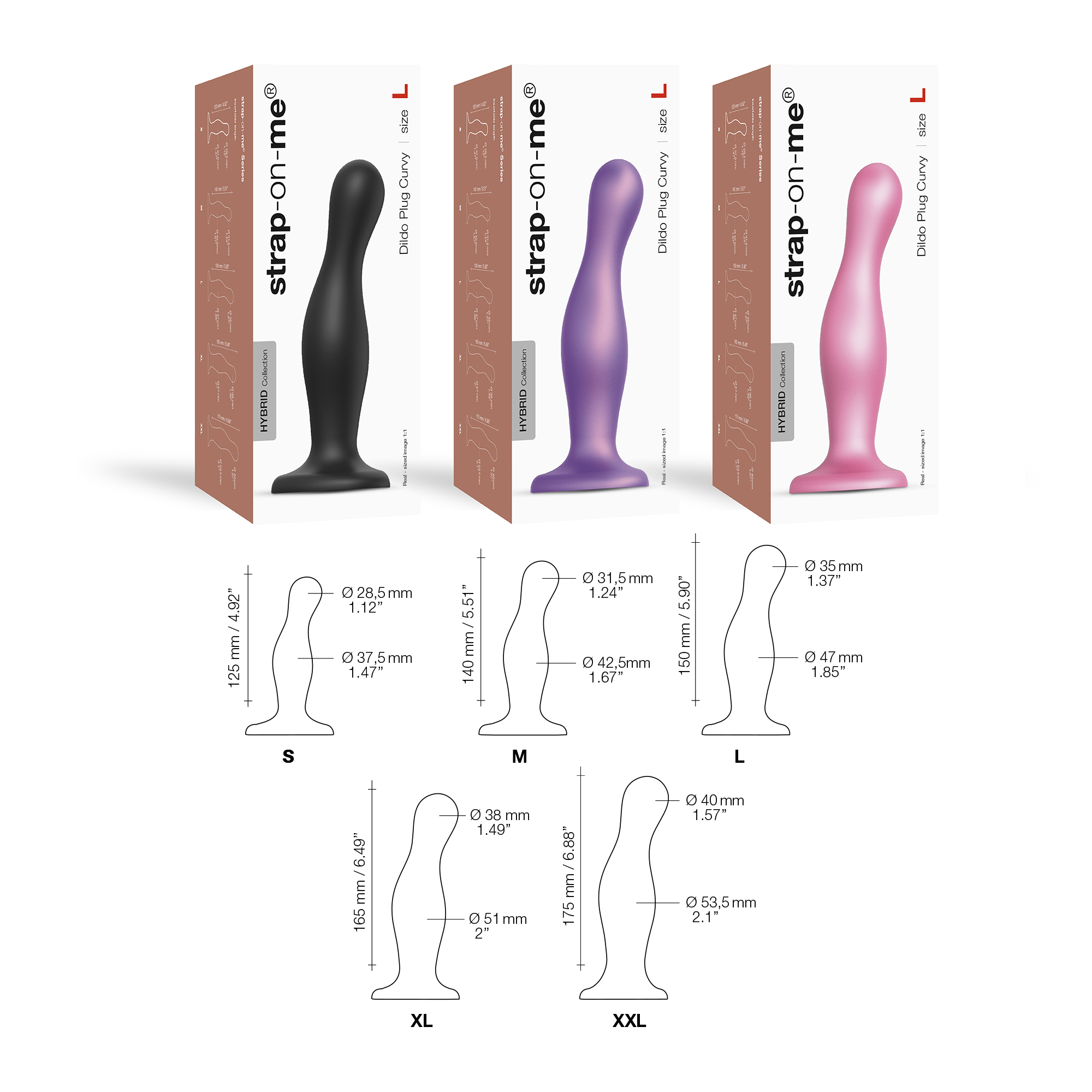 Фаллоимитатор Strap-On-Me Dildo Plug изогнутый, розовый металлик, M_5