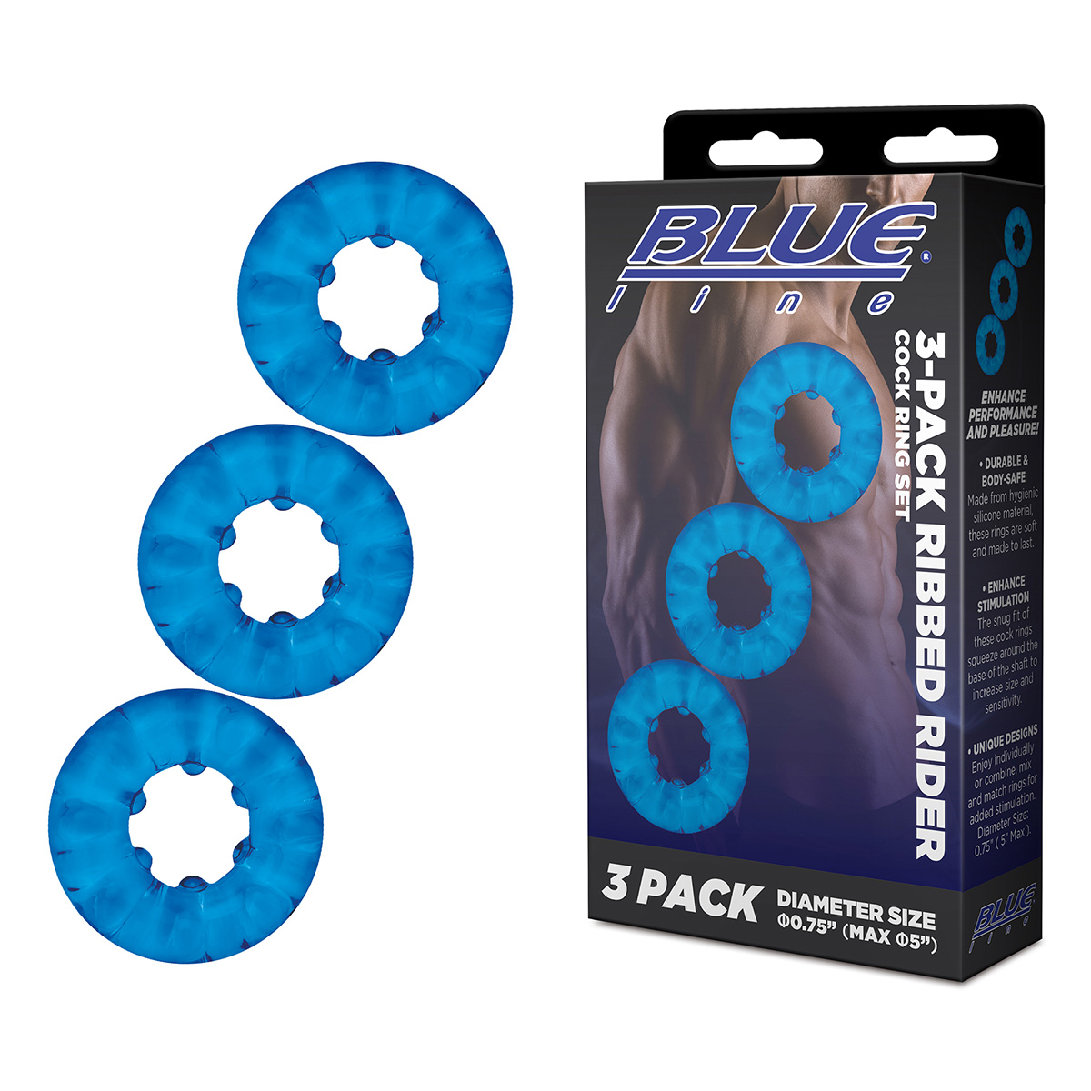 Комплект из трех колец для эрекции 3-Pack Ribbed Rider Cock Ring Set_2