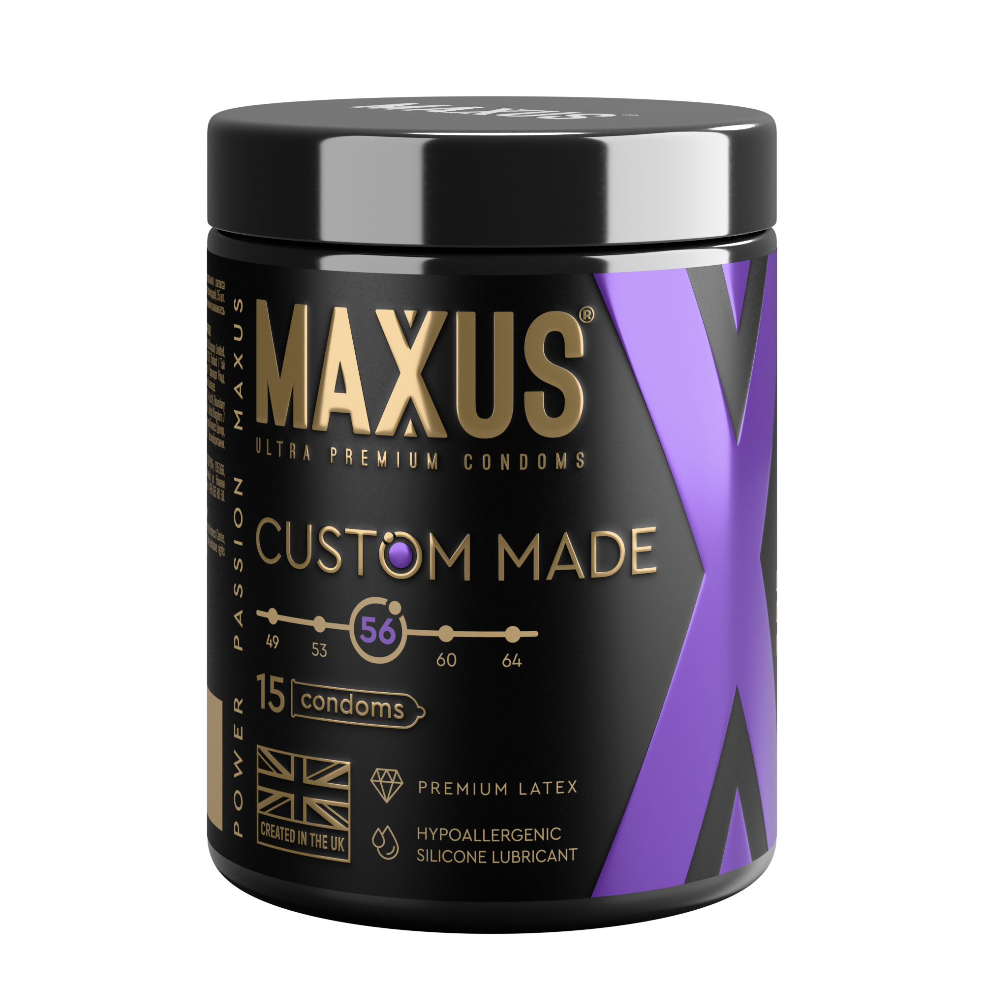 Презервативы MAXUS Custom Made 56 №15 в железном кейсе, увеличенные X-Edition, 15 шт_1