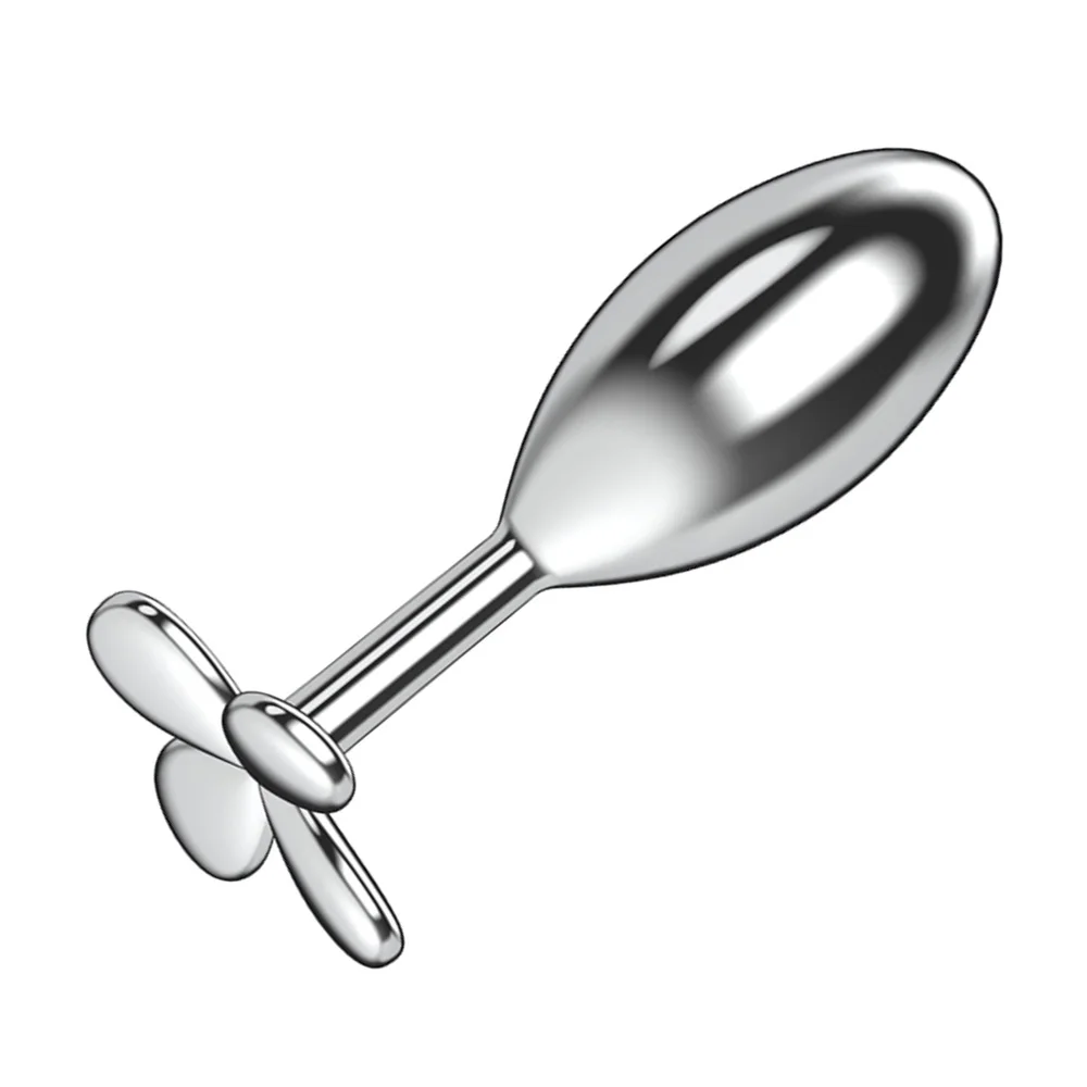 Алюминивая анальная пробка-капля с ограничителем в виде цветка_2