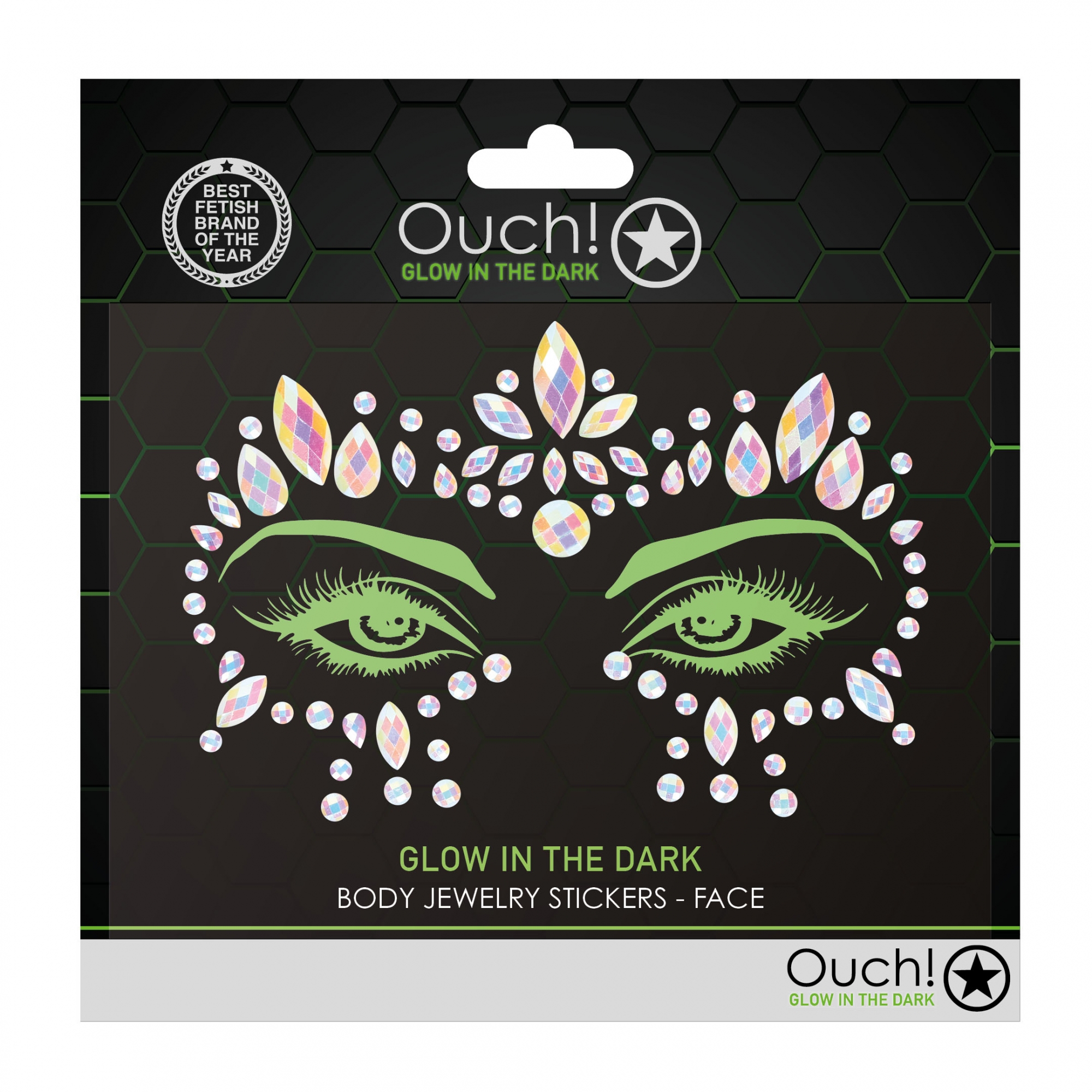 Декоративное украшение (камни) на клеевой основе Body Jewelry Stickers - Face - Glow in the Dark - O_1
