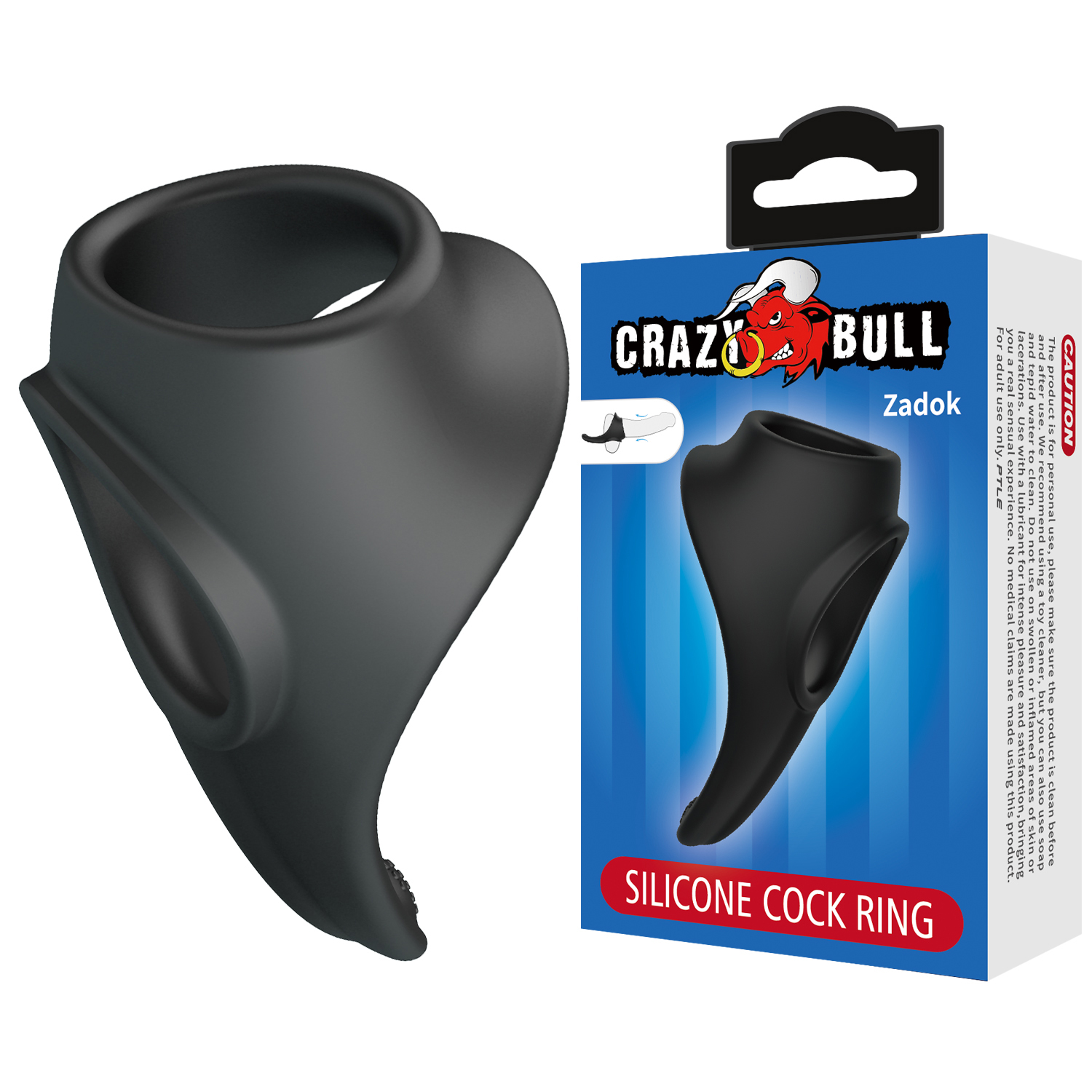Эрекционное кольцо двойное из силикона растягивающееся CRAZY BULL черное BI-210256_2