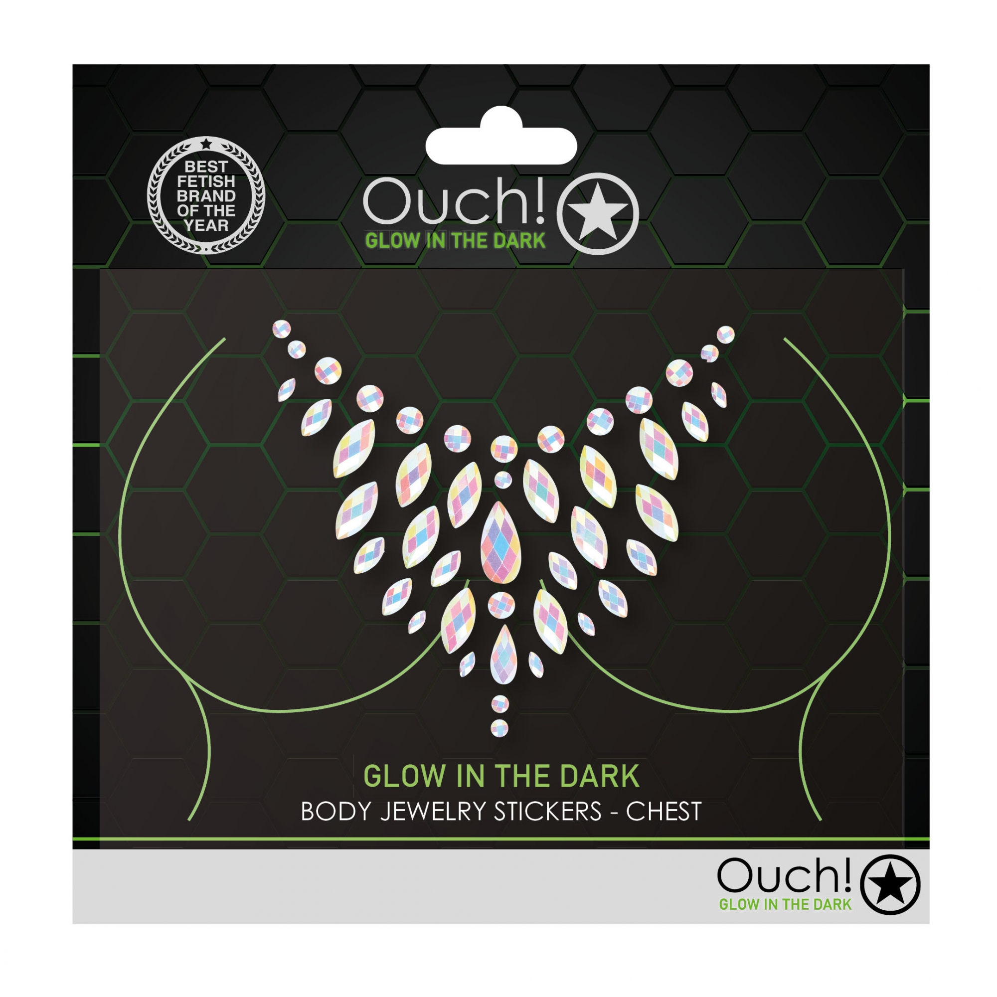 Декоративное украшение (камни) на клеевой основе Body Jewelry Stickers - Chest - Glow in the Dark -_1