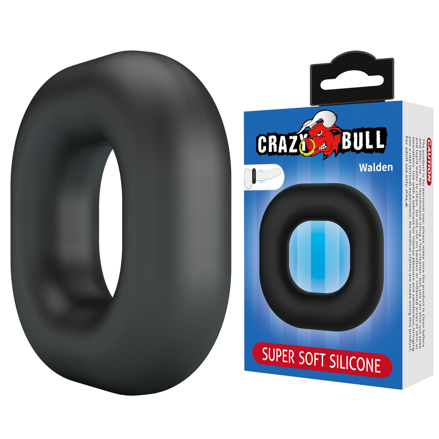 Эрекционное кольцо из силикона растягивающееся черное CRAZY BULL BI-210242_2