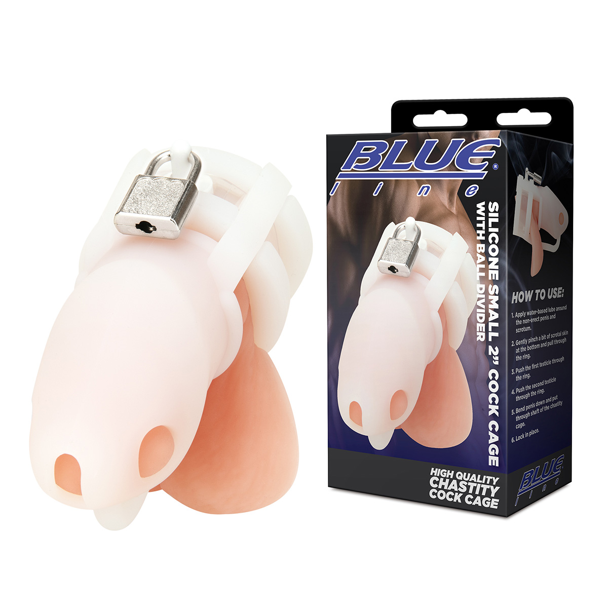 Клетка для пениса белая Silicone Small 2 in Cock Cage With Ball Divider_2
