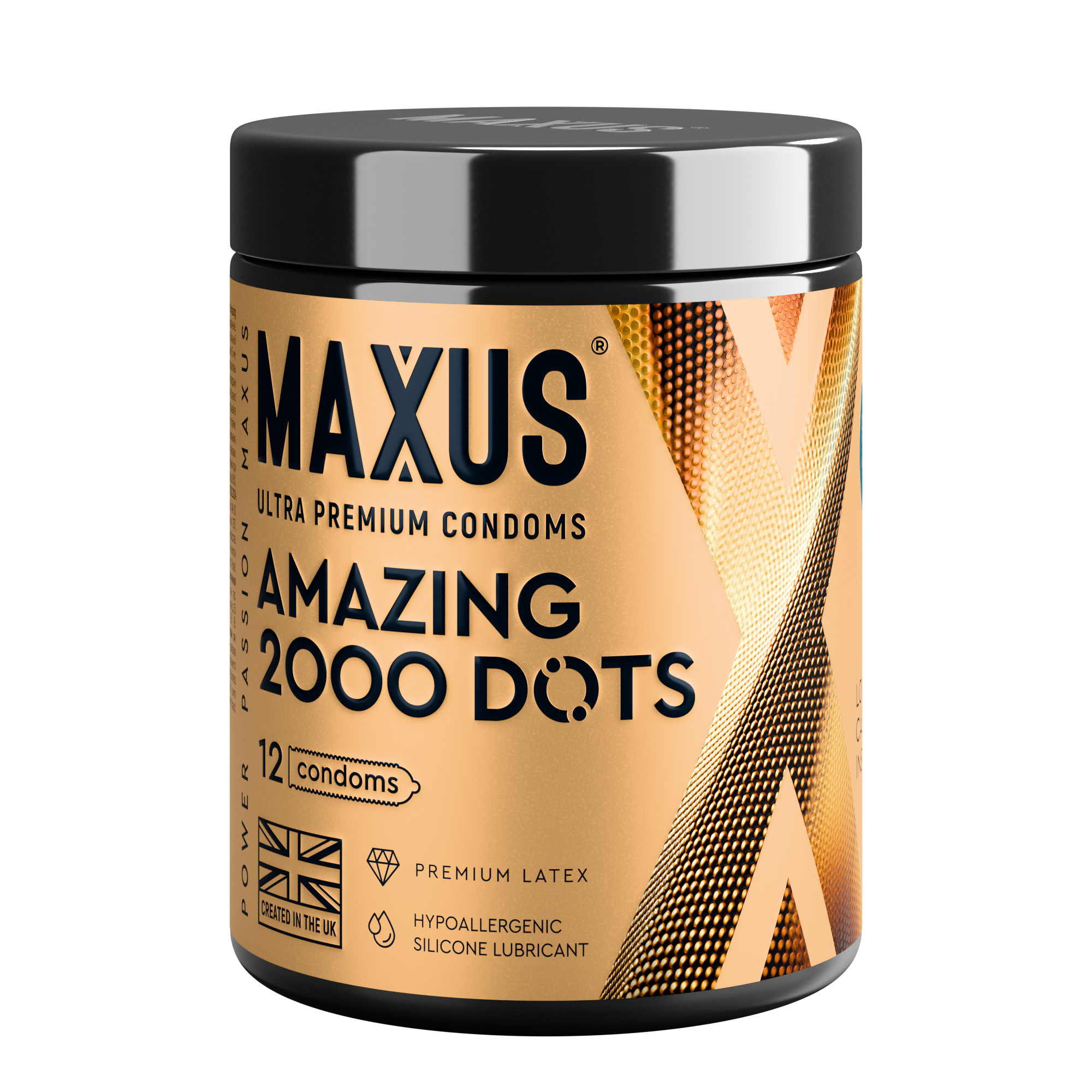 Презервативы MAXUS 2000 Amazing Dots №12 с железным кейсом, точечные, 12 шт_1