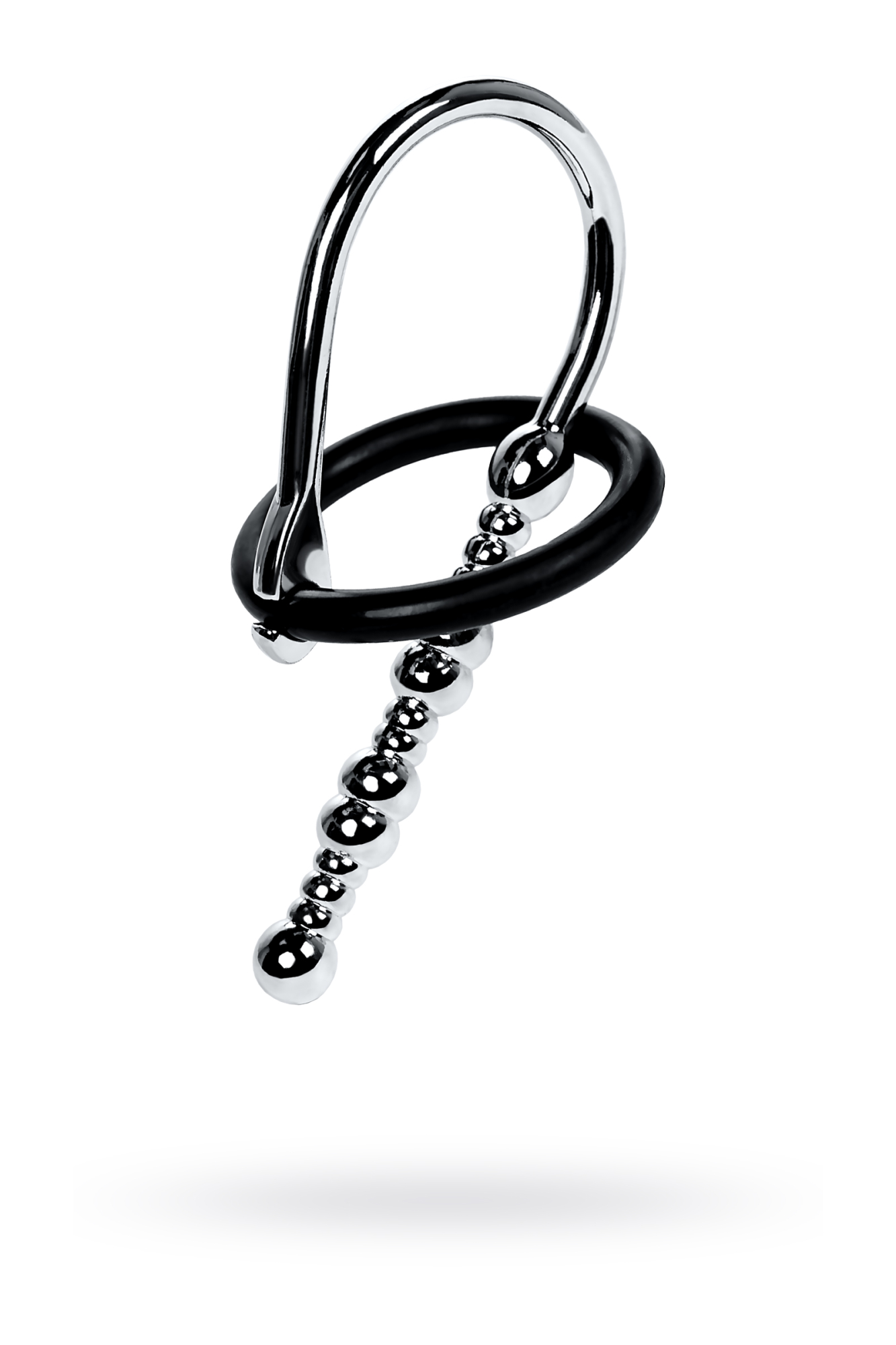 Уретральный плаг-бусины Metal by TOYFA с мягким фиксириющим кольцом, серебряный, 5 см_2