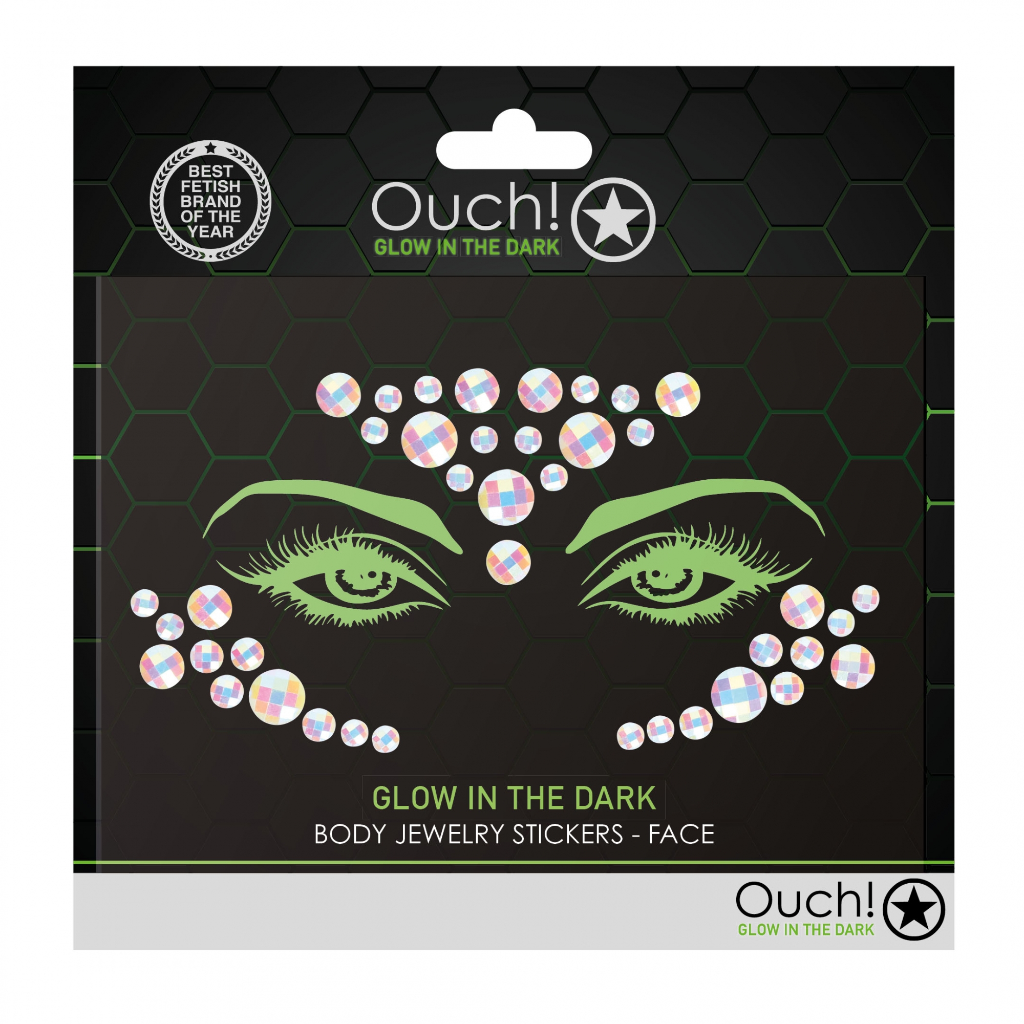 Декоративное украшение (камни) на клеевой основе Body Jewelry Stickers - Face - Glow in the Dark - O_1