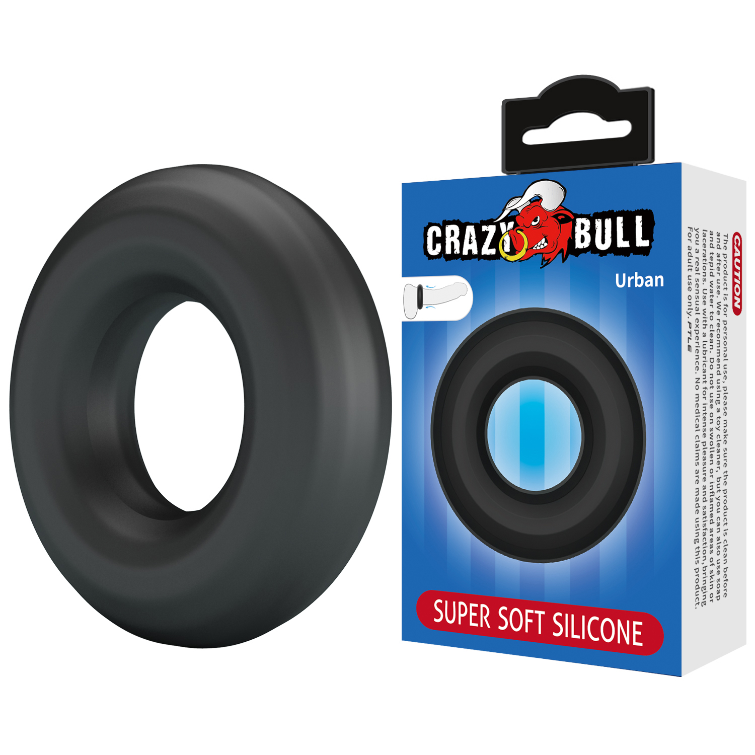 Эрекционное кольцо из силикона черное высокоэластичное CRAZY BULL BI-210253_2