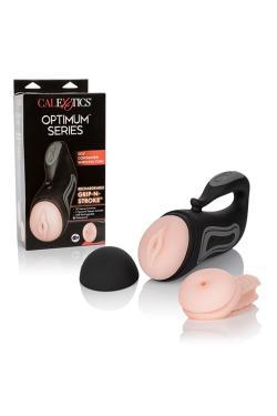 Перезарежаемый мастурбатор с вибрацией и двумя вставками в виде вагины и ануса Optimum Power Grip-N-_1