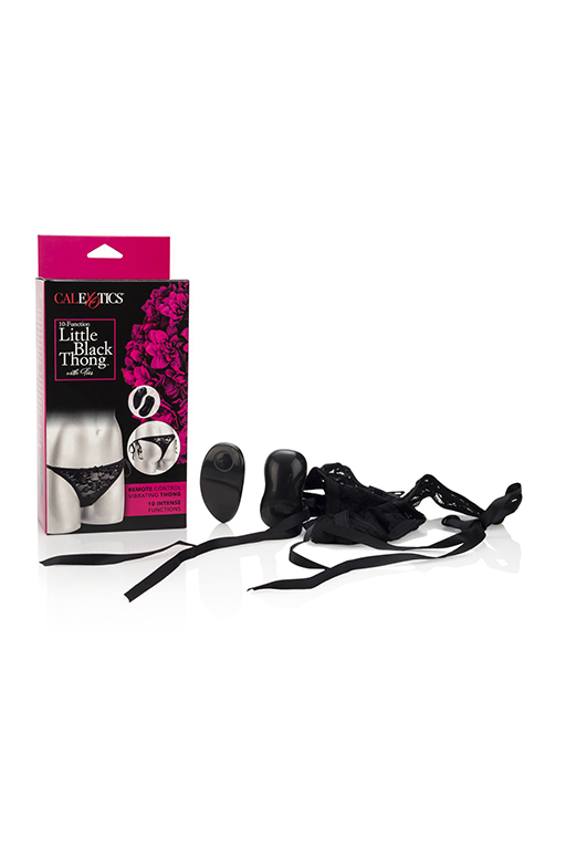 Стимулирующие трусики-тонги с компактным вибромассажером и пультом управления Little Black Panty_1