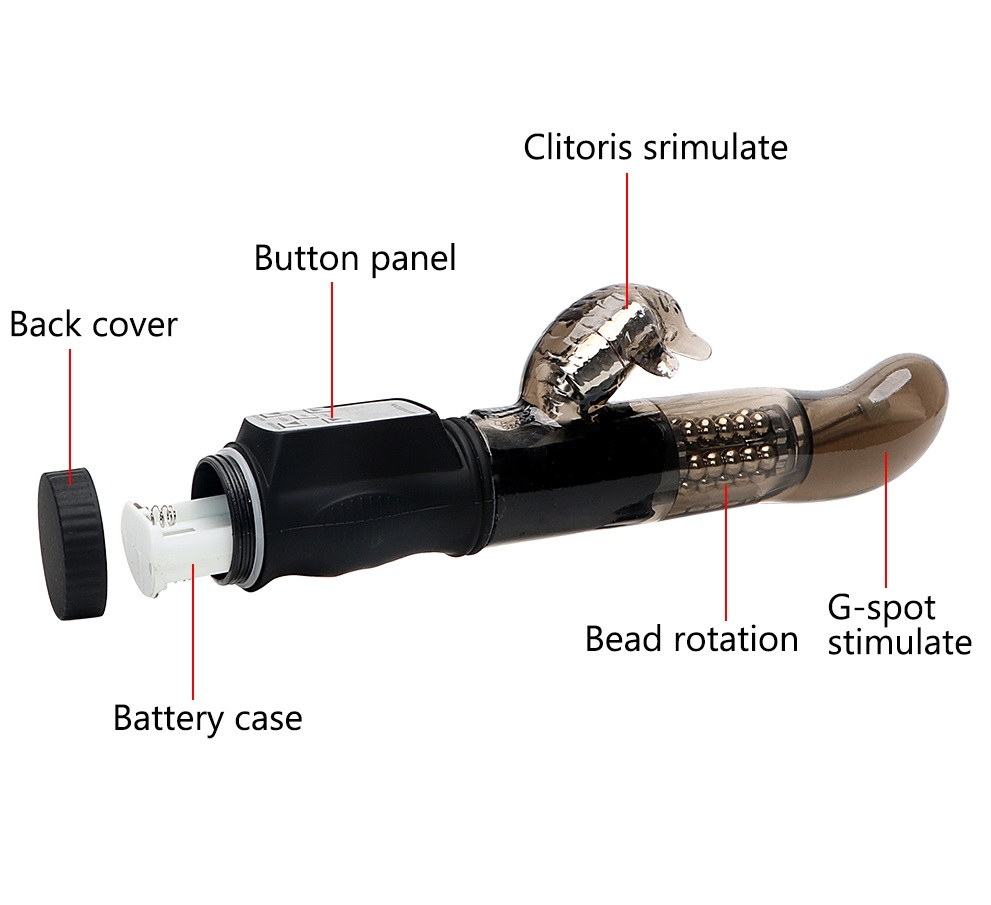 Виброкомпьютер черный с изогнутой головкой и двухсторонней ротацией_1