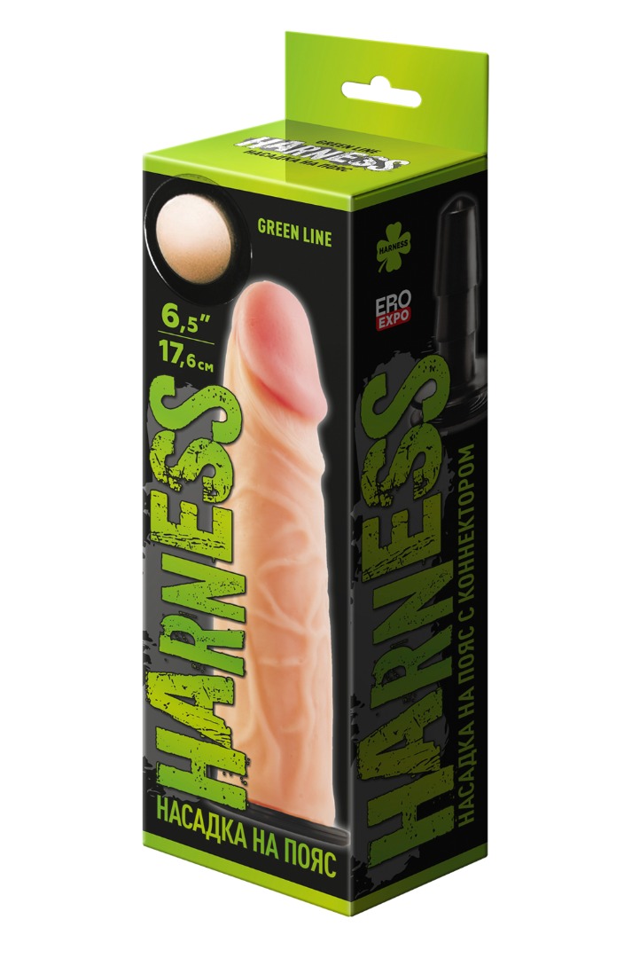 Насадка для страпона harness с коннектером green line l 182 мм d 45 мм, арт. 841105_1
