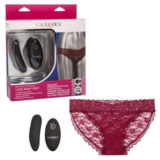 Трусики с вибромассажером для стимуляции клитора Remote Control Lace Panty Set S/M_1
