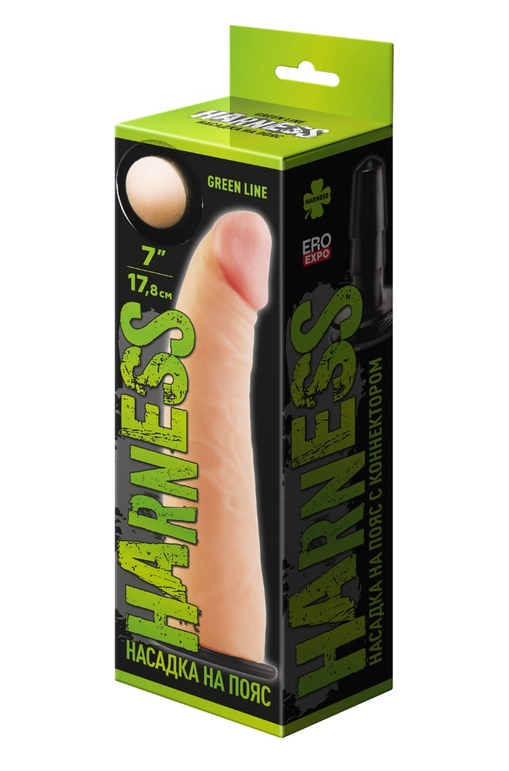 Насадка для страпона harness с коннектером green line l 190 мм d 45 мм, арт. 840705_1