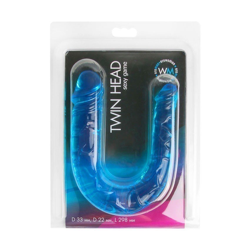 Фаллоимитатор двухголовочный twin head/double dong, l 298 мм d 33x22 мм цвет голубой арт. ee-10013-2_1