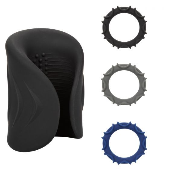 Мужской вибомассажер в комплекте с тремя кольцами на пенис OPTIMUM POWER PRO STROKER_2