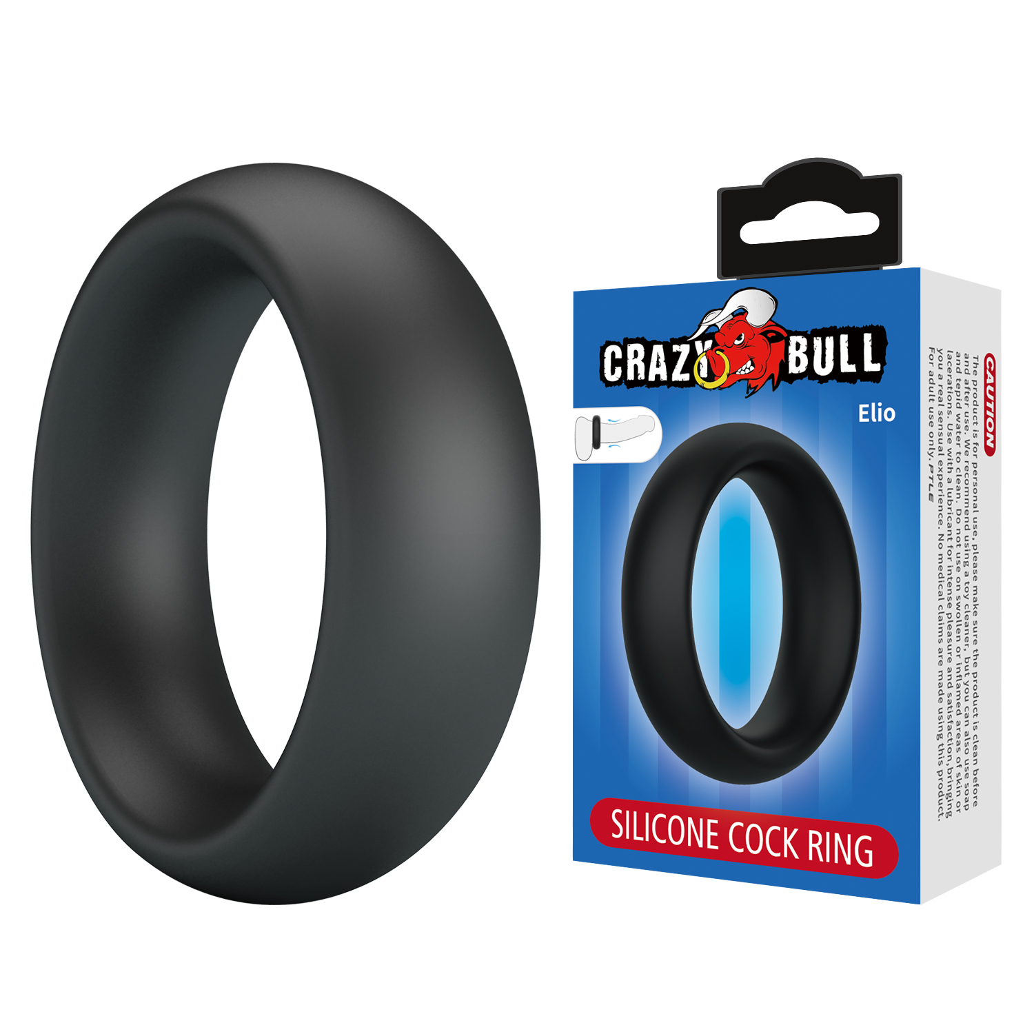 Эрекционное кольцо из силикона растягивающееся черное CRAZY BULL BI-210229_2
