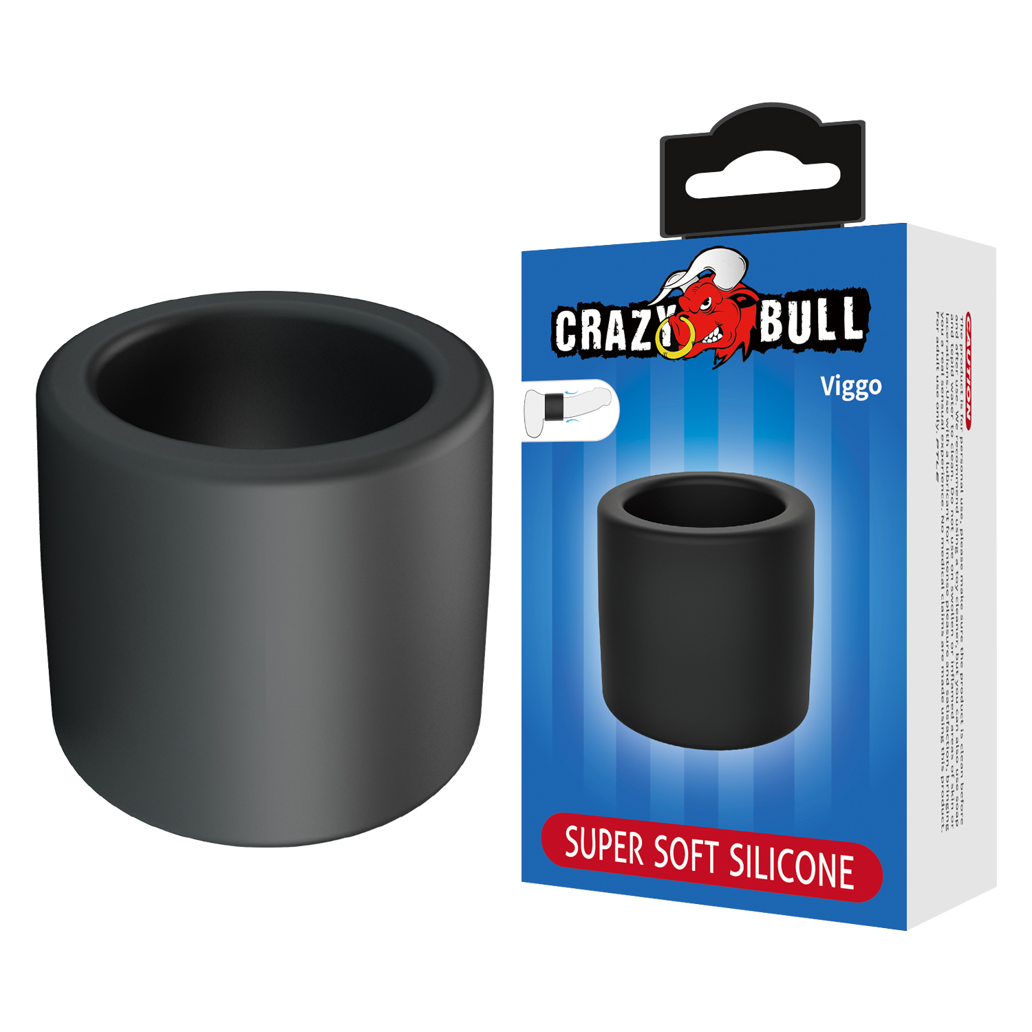 Эрекционное кольцо из силикона растягивающееся черное CRAZY BULL BI-210249_2
