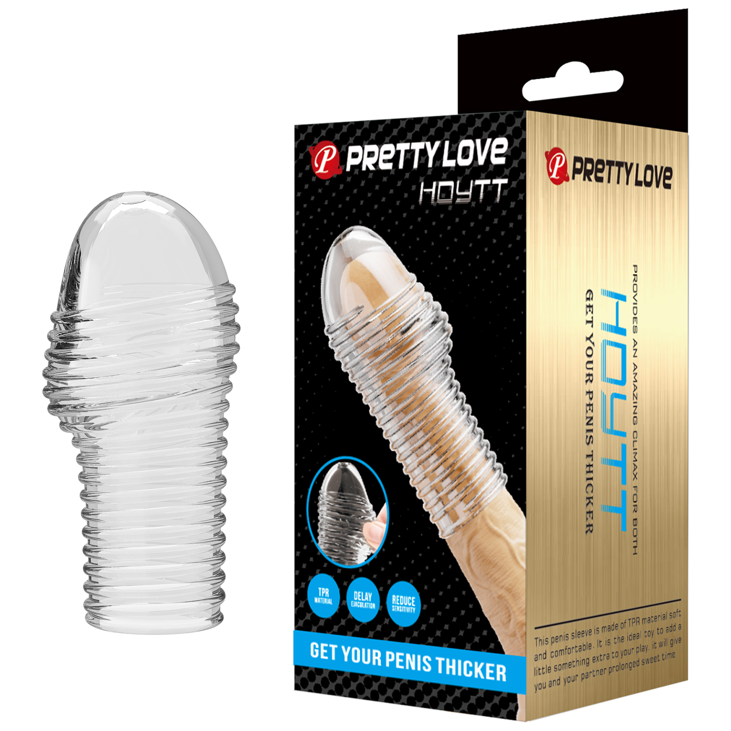 Рельефная насадка на пенис прозрачная Pretty Love BI-026291M_2