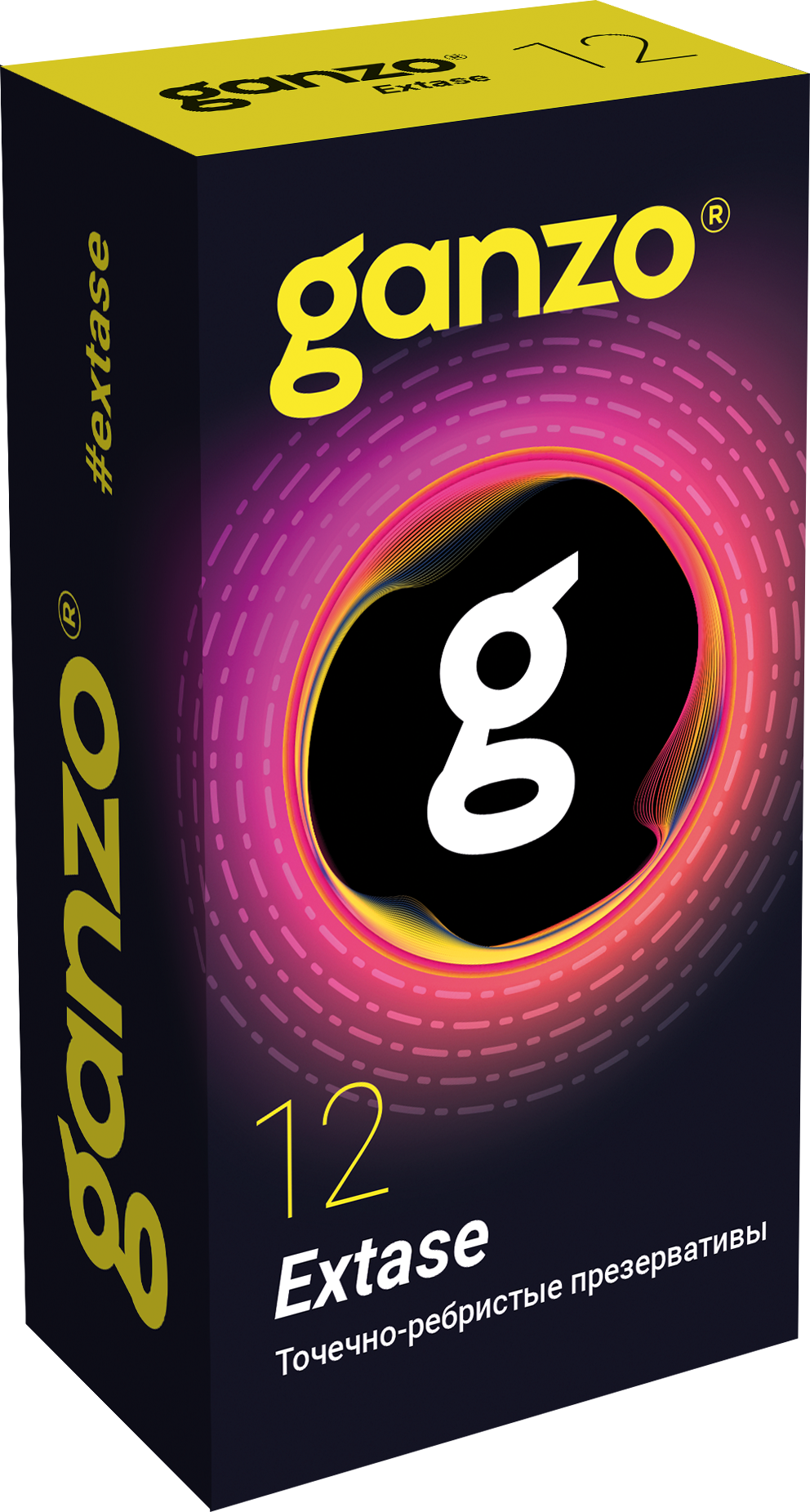 Презервативы Ganzo Extase, с точечно-ребристой поверхностью, анатомической формы, латекс, 18см, 12шт_2