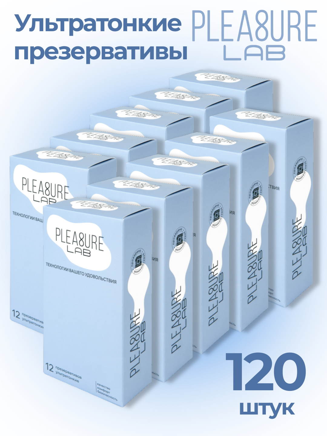 Комплект из 10 пачек презервативов ультратонких Pleasure Lab 12шт 511280-10lab_1