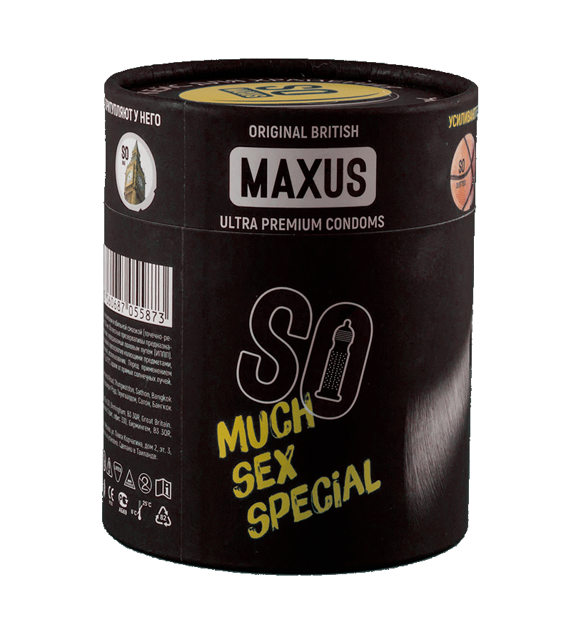 Презервативы MAXUS SO MUCH SEX SPECIAL в черном тубусе, точечно-ребристые, 100 шт_1