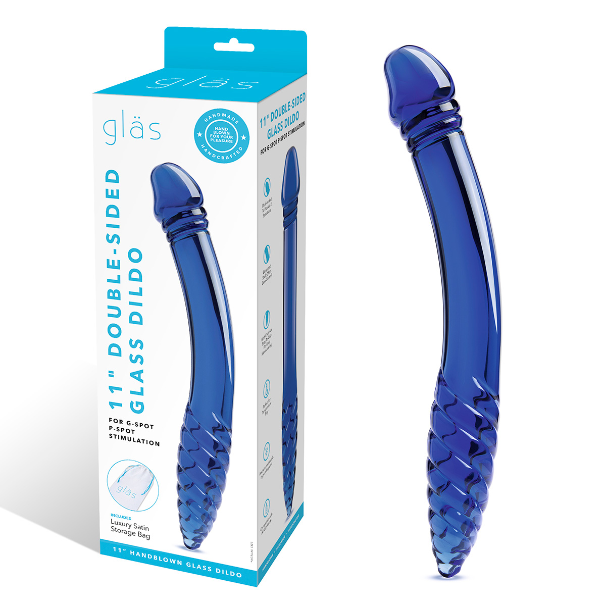 Двухголовый рельефный стимулятор 11 in Double-sided Glass Dildo For G-Spot P-Spot Stimulation_2