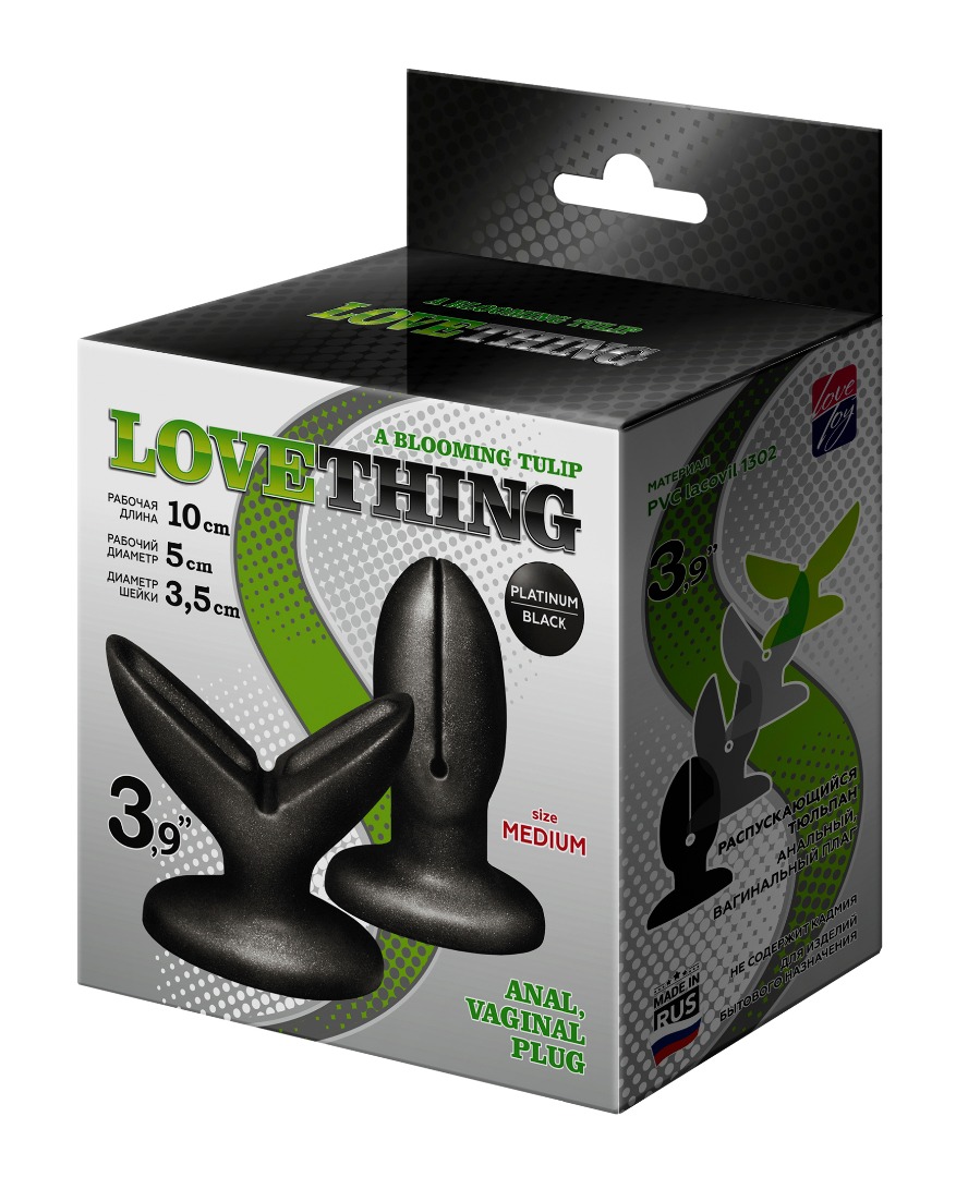 Анально - вагинальный плаг a blooming tilup 3, l 100 мм , d 50 мм, цвет чёрный арт. 429703_1