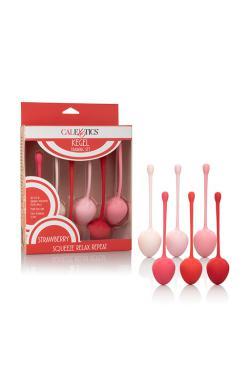 Набор необычных одинарных вагинальных шириков в виде клубники Kegel Training Set Strawberry_1