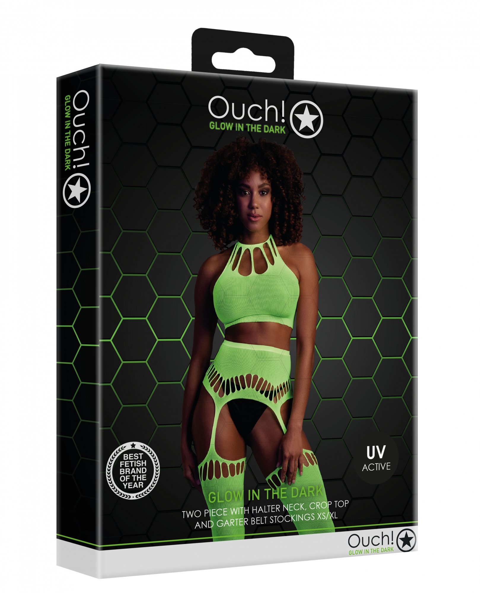 Топ в комплекте с чулками и трусиками Two Piece with Crop Top and Stockings - Green - XS/XL_1