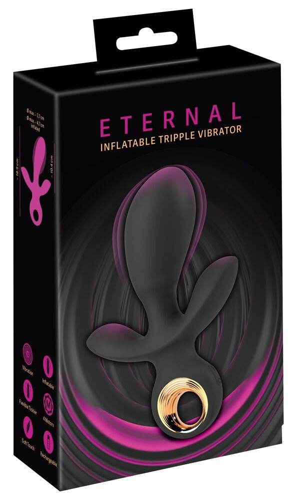 Надувной тройной вибратор Eternal Inflatable Tripple, черный, 10.4 см_2