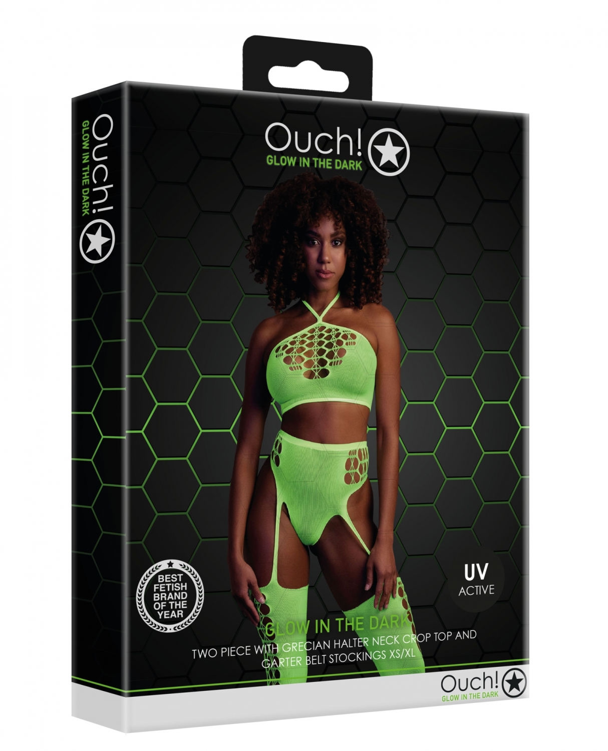 Топ в комплекте с чулками и трусиками Two Piece with Crop Top and Stockings - Green - XS/XL_1