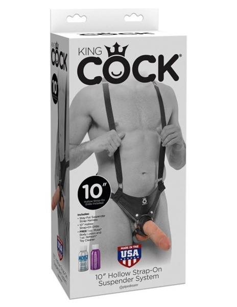 Страпон система с насадкой фаллосом 10 Hollow Strap-On Suspender System телесный_1