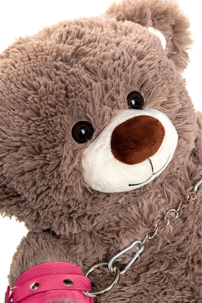 Бондажный набор Pecado BDSM, «Медведь бурый», оковы, наручники, натуральная кожа, розовый_5