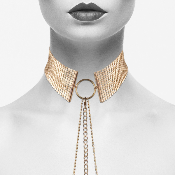 Bijoux Indiscrets Ошейник из металлической сетки золотой_1