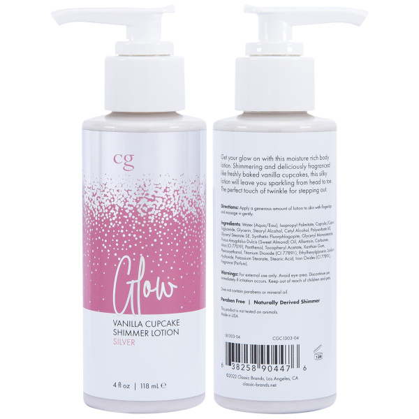 Мерцающий лосьон для тела CG GLOW Vanilla Cupcake Shimmer Lotion серебряные блестки 118 мл_4