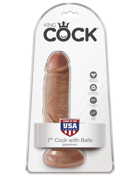 Фаллоимитатор на присоске загорелый King Cock 7 Cock with Balls_1