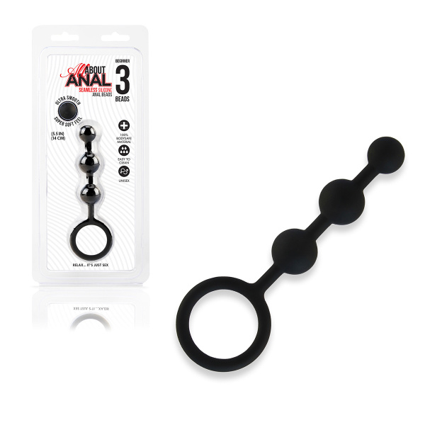 Черные силиконовые анальные бусины Silicone Anal Beads 3 шарика_2