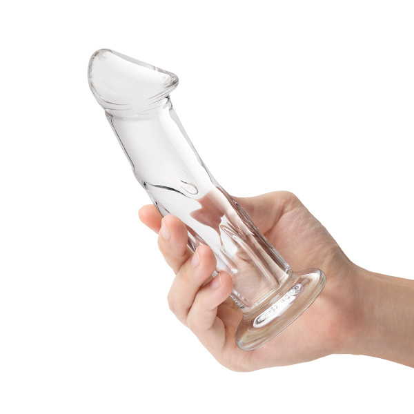 Фаллоимитатор 6 in с рельефом и крупной головкой Glass Dildo With Veins & Flat Base_4